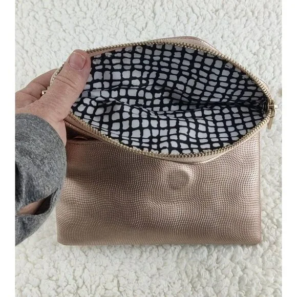 Wristlet by Urban Expression Gold Three-Way Clutch Certified Vegan Evening or Da - Picture 6 of 15